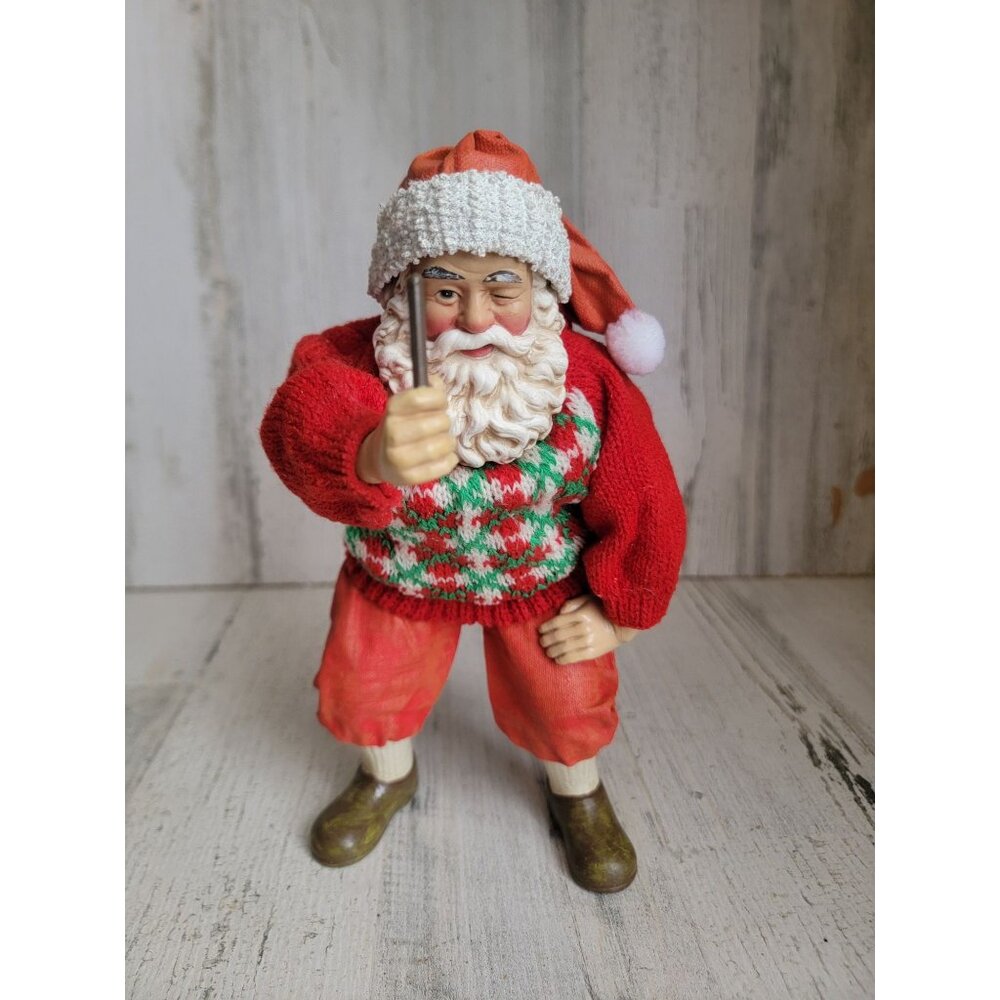 Clothtique 1997 AS IS Santa on the green‎ golf Xmas decor